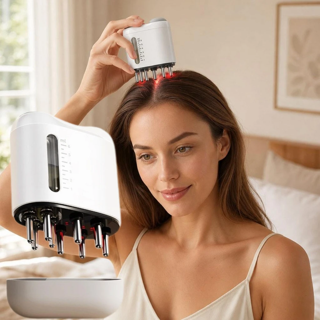 Red Light Vibrating Massage Comb 5in1 Electric Scalp Massager Essential Oil Liquid Guide Massager Anti-hair Loss Scalp Care Tool