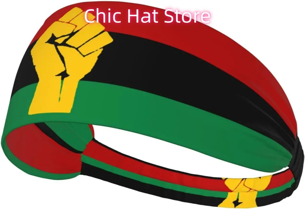 

Black Power Pan African Flag Workout Headbands Fashion Sports Sweatbands Yoga for Fitness Athletic Non Slip Wicking Headsca