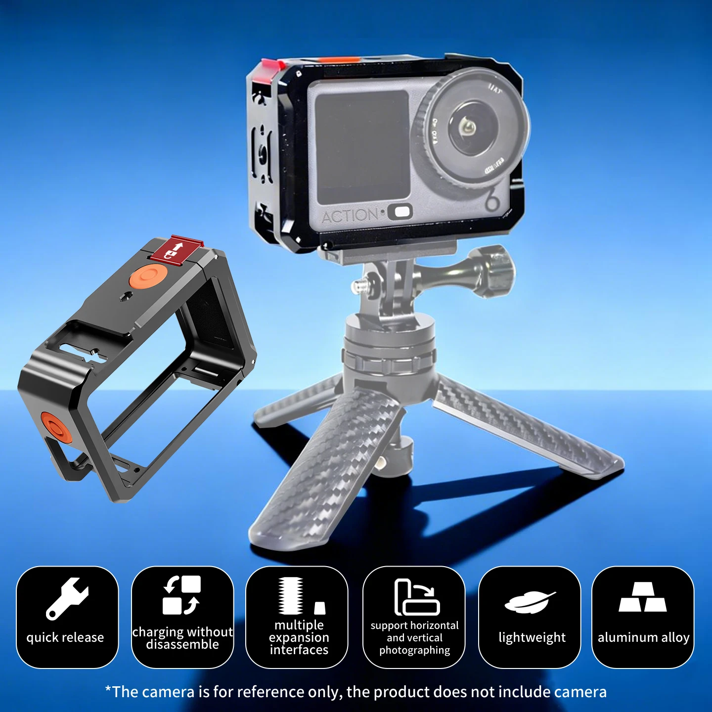 Für DJI Action 6 Vlog Street Photography Magnetischer Käfig Aluminium-Schutzrahmen mit Griff Leichter Kamerahalter – Detail 29
