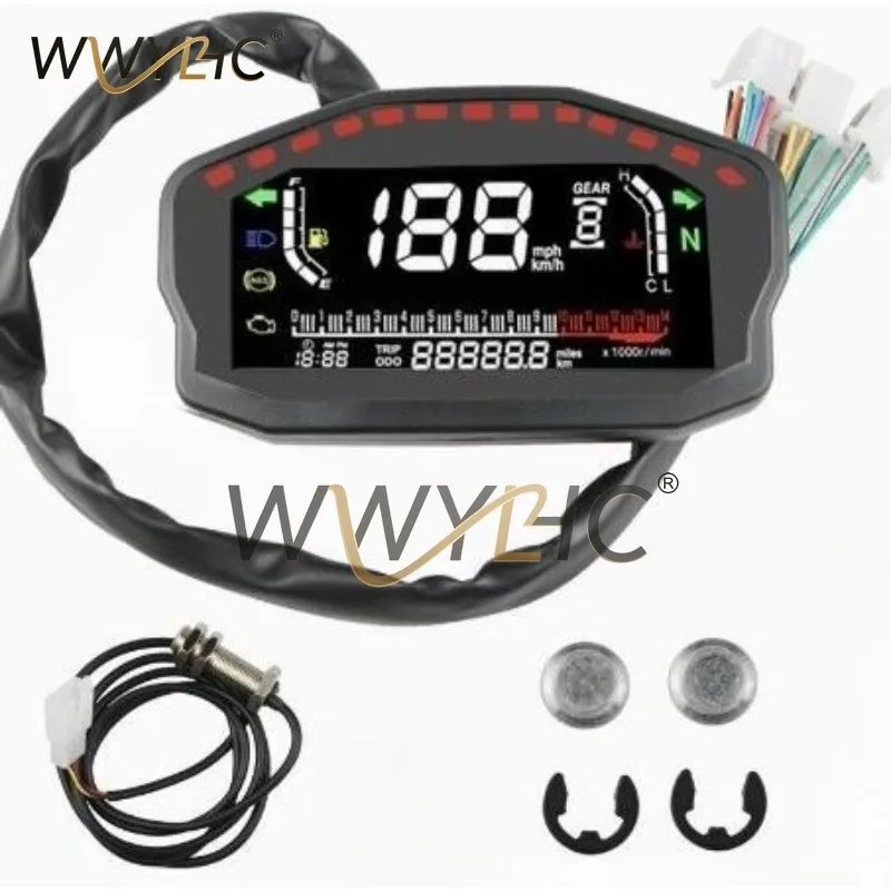 Motorbike Full Color Screen Instrument Panel Multi-function Speed RPM Temperature Fuel Mileage Display Meter