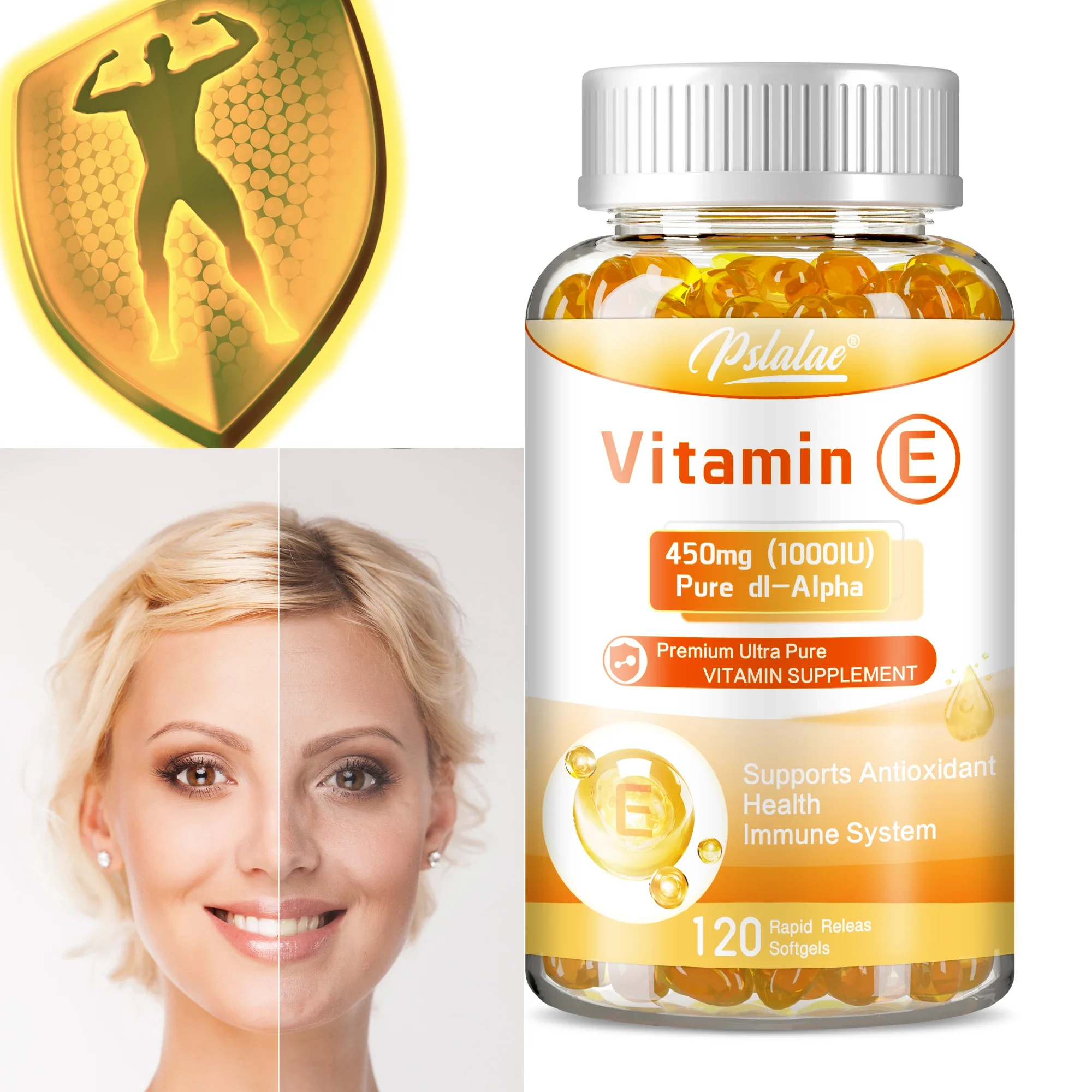 Vitamin E - Promotes Skin, Hair, Nails, Immune and Eye Health, Antioxidant