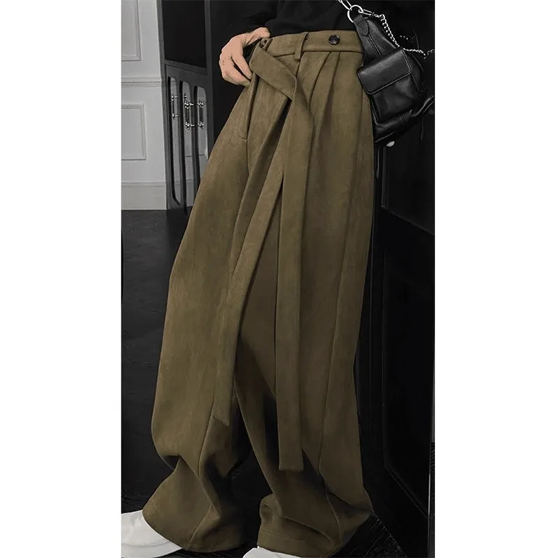 Picture 3: Flowing Pants For Men Spring And Autumn Draped Handsome High-End Feel Scimitar Sweatpants Design Sense Wide-Leg Straight-Leg