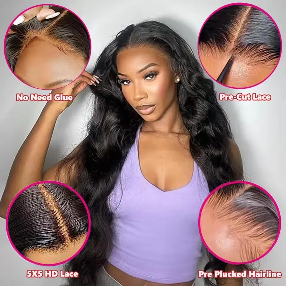 Ready To Go Brazilian Body Wave Glueless Pre Cut Human Wigs 180 Density 6x4 5x5 Lace Closure Wig Human Hair For Women On Sale