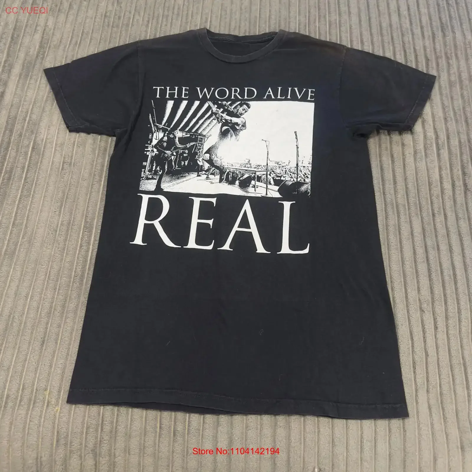 T-shirt The Word Alive Real pour homme, taille L, noir, style vintage, délavé, unisexe, doux, extensible, légèrement décontracté, tendance