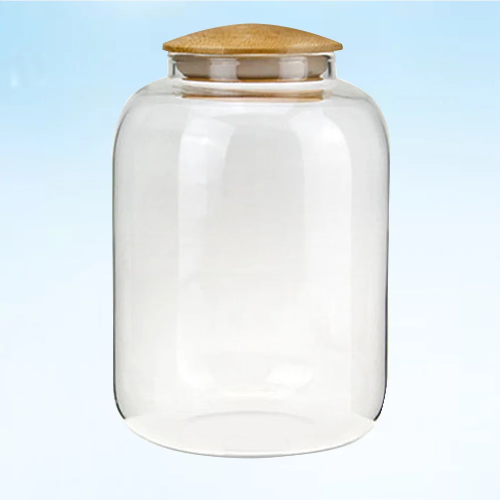 

Bamboo Lid Tea Jar High Borosilicate Glass Storage Tank 900ml Transparent Grain Container Candy Jar Snack Organizer