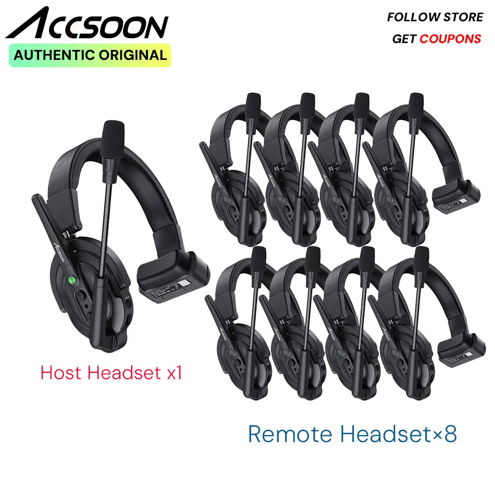 Accsoon CoMo 1V8 Full-duplex Wireless Headset Intercom Communication System for Short Video Filming Outdoor Team-building