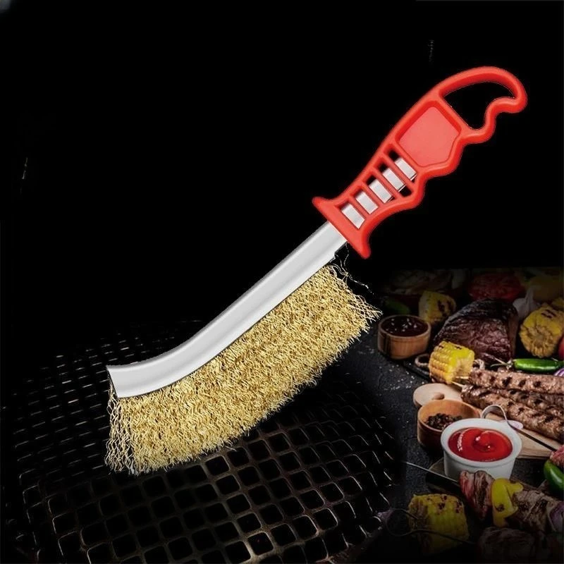 

Steel Wire Brush/Wooden Metal Rust Removal Roller Brush Polishing Barbecue Cleaning Brush Suitable for Cleaning Barbecue Grilles