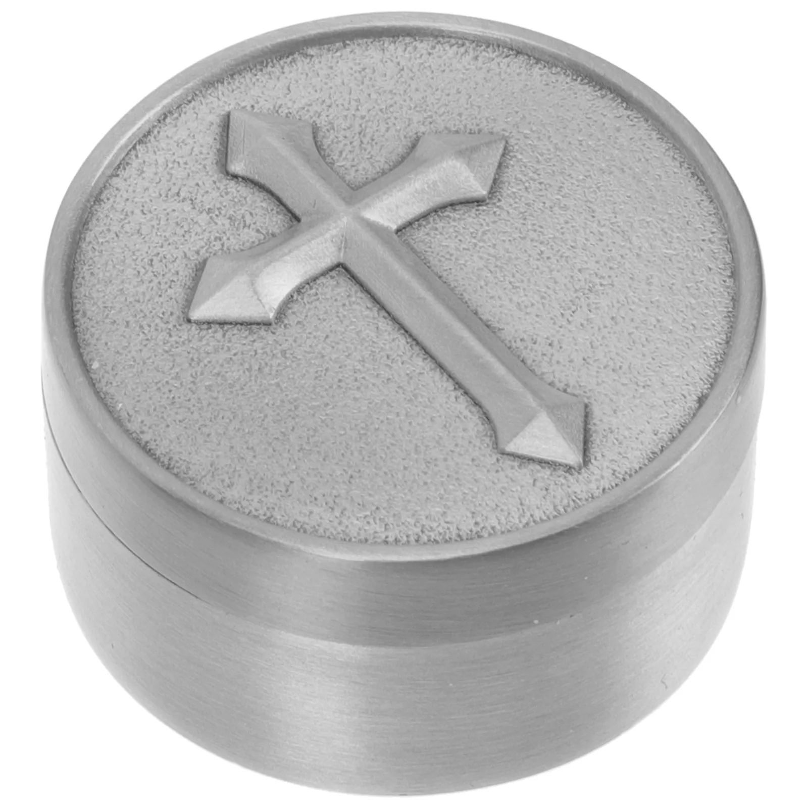 

Round Alloy Ring Box Cross Pattern Mini Metal Jewelry Case Smooth Seamless Edges Portable Ring Storage Organizer for Travel