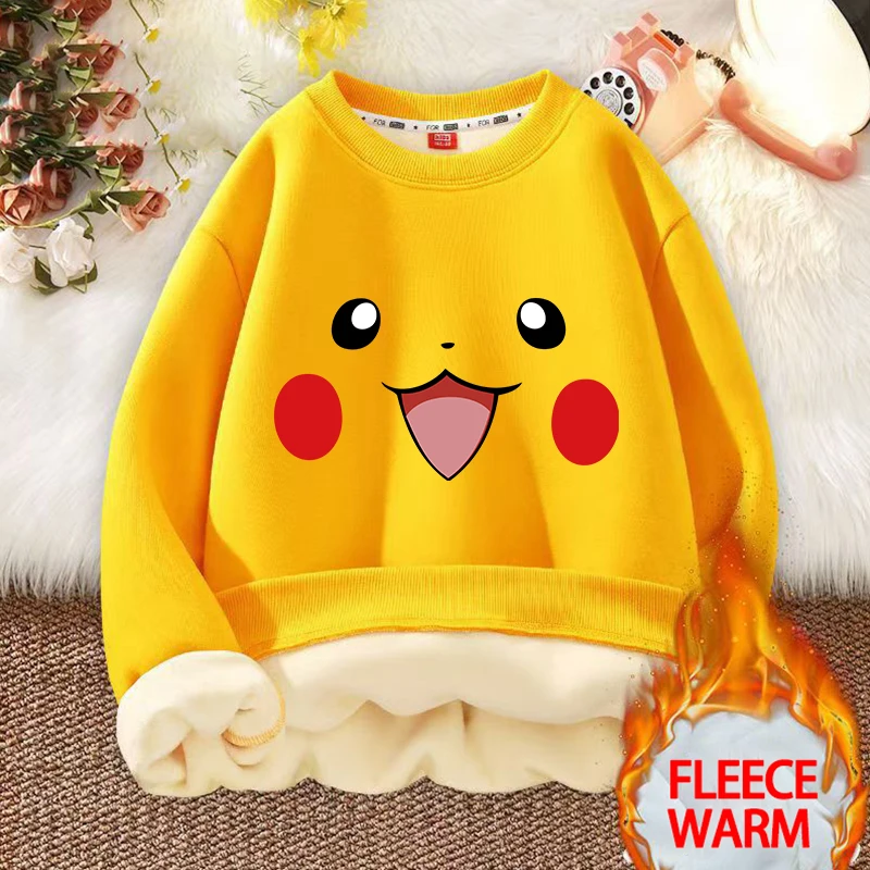 

Boy Girl Hoodies Baby Pokemoned Cartoon Anime Sweatshirt Kid Winter Thickening Warm Pullover Tops Baby Clothes Birthday Gift