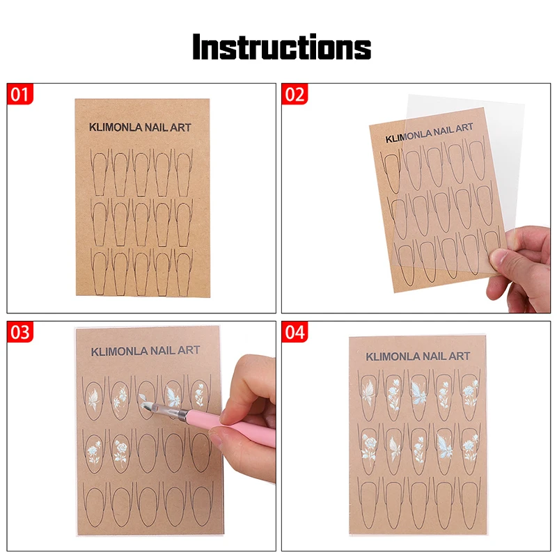 Juego de papel de cartón para práctica de uñas, tapete de entrenamiento para pintura de uñas, salón de manicura, herramienta de aprendizaje de aplicación profesional, 1 Juego