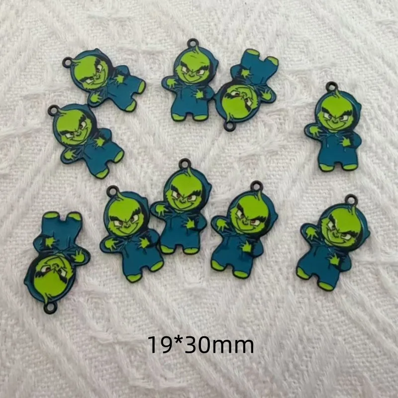 10pcs alloy drip oil cartoon Christmas pendant, DIY jewelry making earrings, keychains, accessories view 6