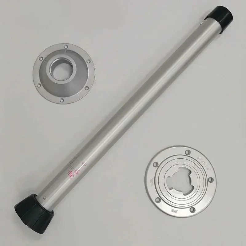 Adjustable aluminum alloy laptop table leg holder with rotating base for RVs and trailers.