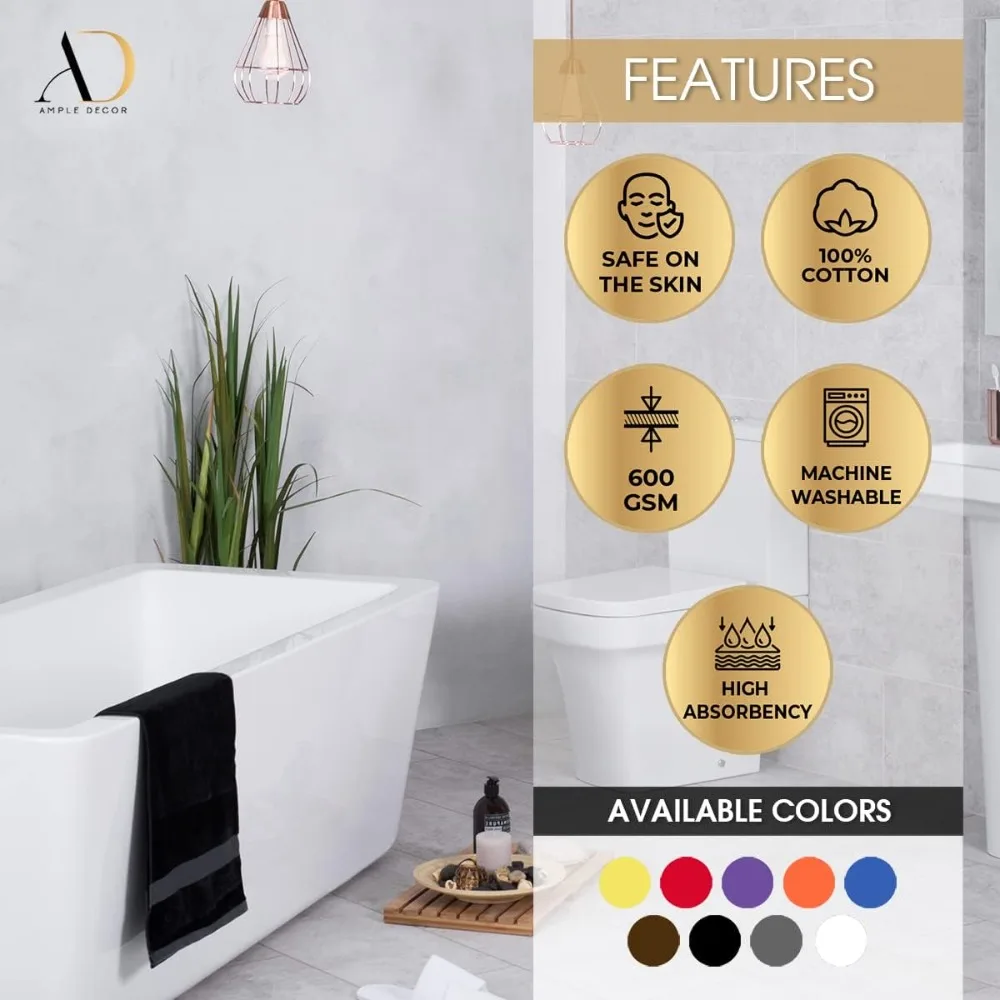 Toallas de baño decorativas Juego de 8 600 GSM 100% algodón, absorbentes, suaves, de primera calidad, lavables a máquina, certificación Oeko Tex, para baño