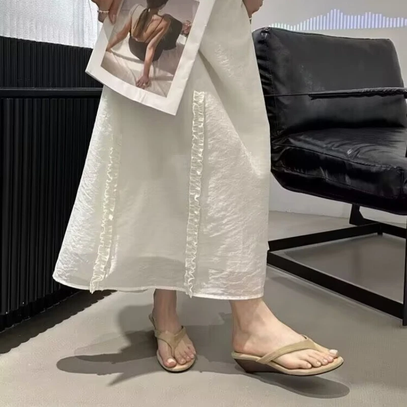

Women's Slippers Summer Wedge Flip Flops Casual Square Toe Sandals Non-slip Beach Slippers for Daily Wear Fashion Slippers