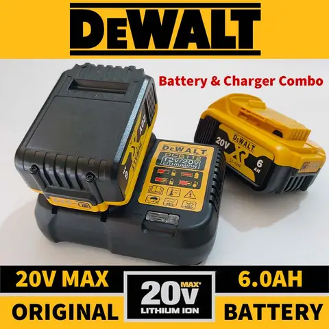 XR Li-Ion Genuine DeWALT 18V/20V 6.0Ah 5.0Ah High Power Tools Battery Charger Combo DCB205,DCB206,DCB202,DCB1104 Charger Kit
