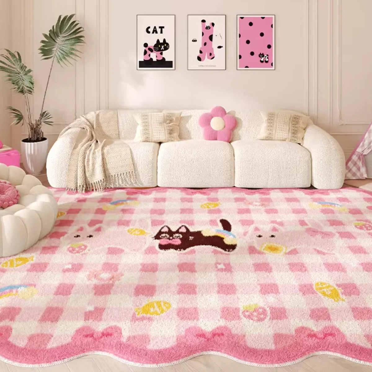 Pink Large Area Carpet for Living Room Cartoon Soft Furry Nursery Play Floor Mat for Children Bedroom Rugs for Kids 카페트 거실 대형