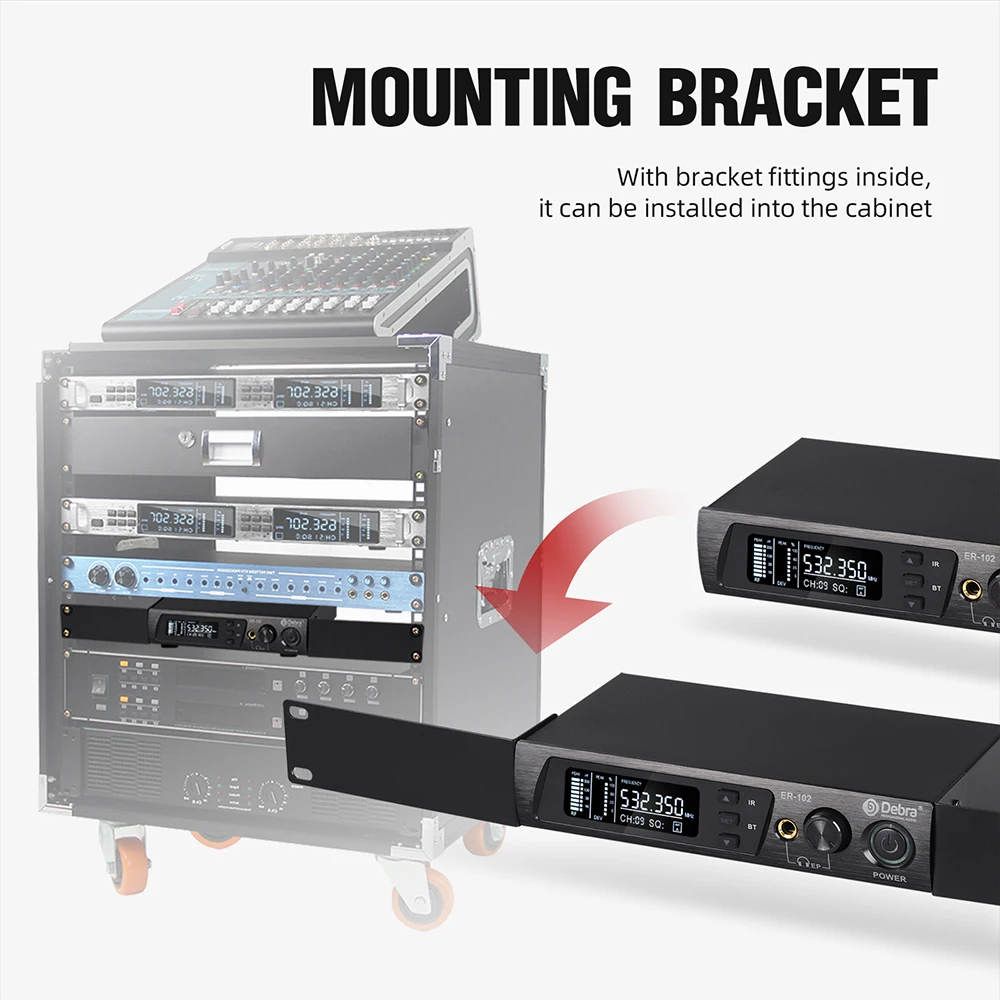 Debra-sistema de monitoreo intrauditivo inalámbrico ER102 UHF IEM, Monitor de escenario, distancia efectiva estable, Bluetooth 5,0 para grabación, banda