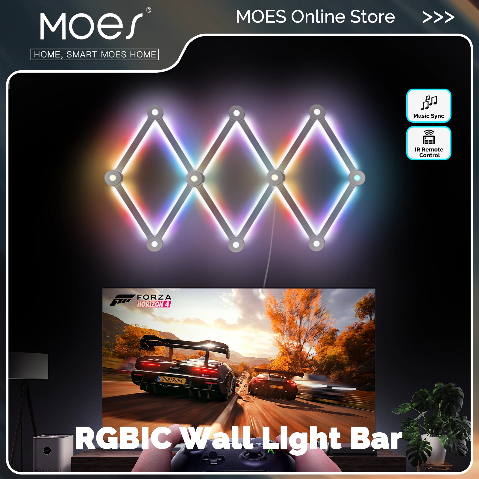 

​ ​ Светодиодные панели RGBIC с пультом дистанционного управления, синхронизация музыкального ритма для стены, светодиодные ленты для игровой комнаты, ПК, ТВ, фоновая атмосфера ​