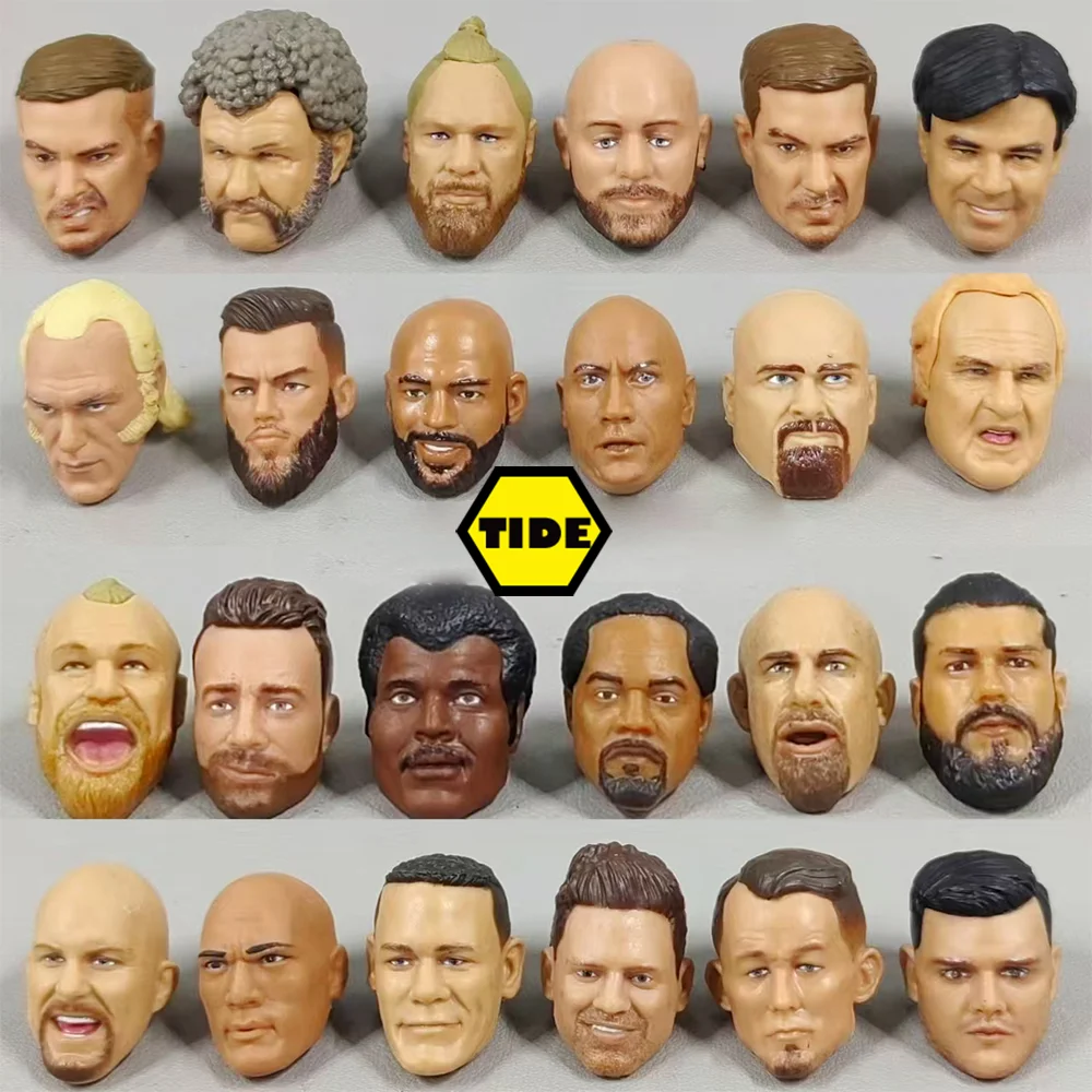 Multiple Styles 1/12 Scale Male Soldier Arena Wrestler Head Carving Model For 6-inch Action Figure Body Accessories Props