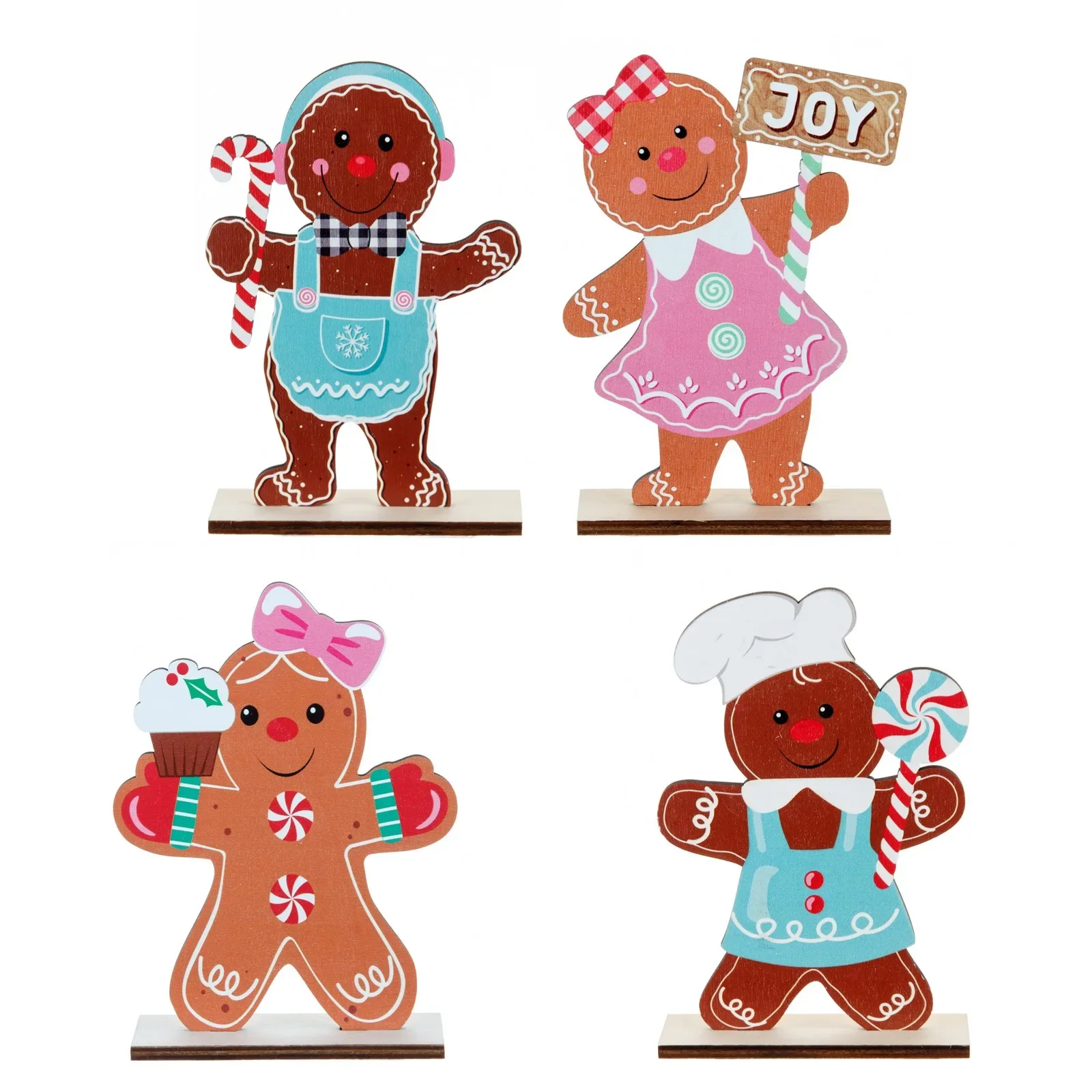 Wooden Christmas Cartoon Gingerbread Man Ornament Xmas Pendants Gingerbread Merry Christma Deor 2024 Noel Natal Navidad Favor