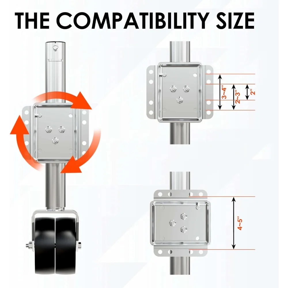Heavy Duty 2000 lbs Trailer Jack with Dual Wheel, 12" Lift for RV Boat Trailers, Silver
