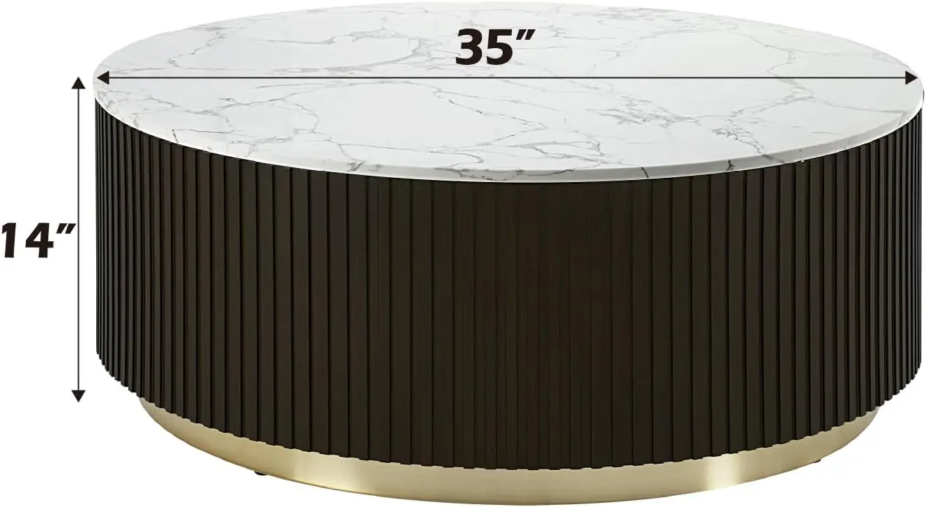 Clayten Round Coffee Table In White And Espresso