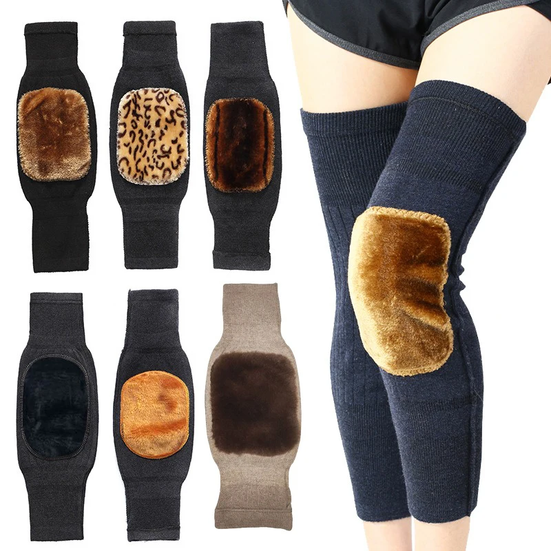 Cashmere Wool Knee Brace Pads Winter Thermal Knee Warmers Thicken Lengthen Elastic Knees Sleeves Support Protector for Arthritis