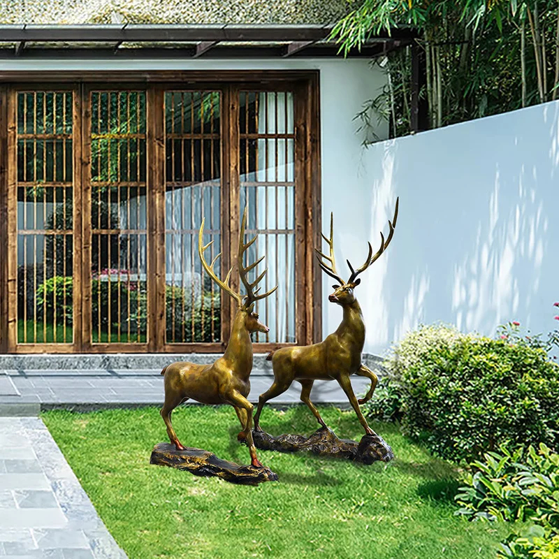 

Outdoor garden landscape abstract deer sculpture sales office decorates hotel lobby large floor ornaments, creative courtyard