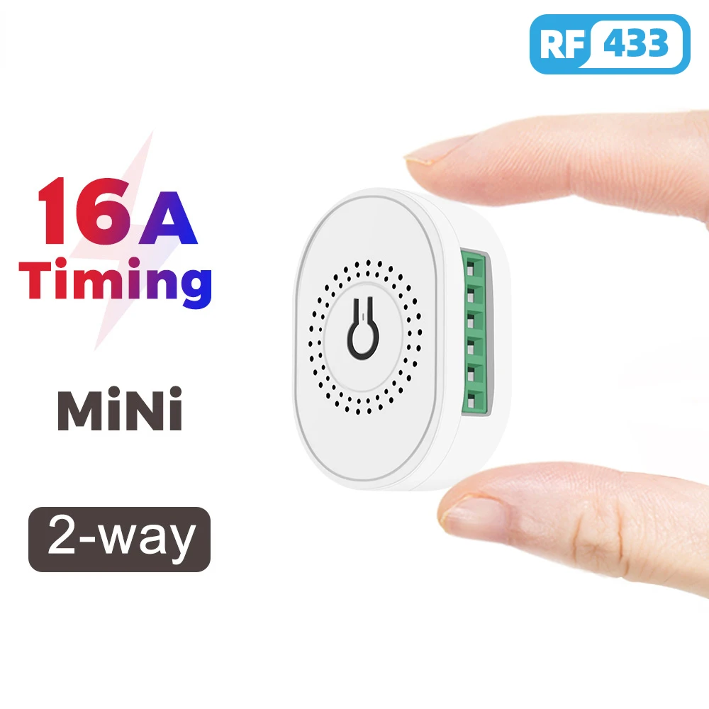 16A Mini Smart Wireless Switch Light 433Mhz RF Module Home Electrical 2 Way Timing Control Wall On Off Breaker Led Lamp
