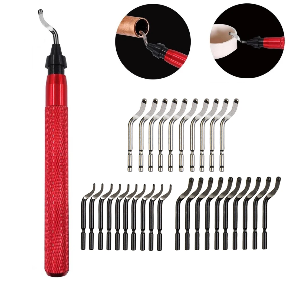 Edge Burr Removal Tool Set For Metal Wood PVC With 31 HSS Blades RB3000 Handle For Smooth Finish Plumbing 3D Printing