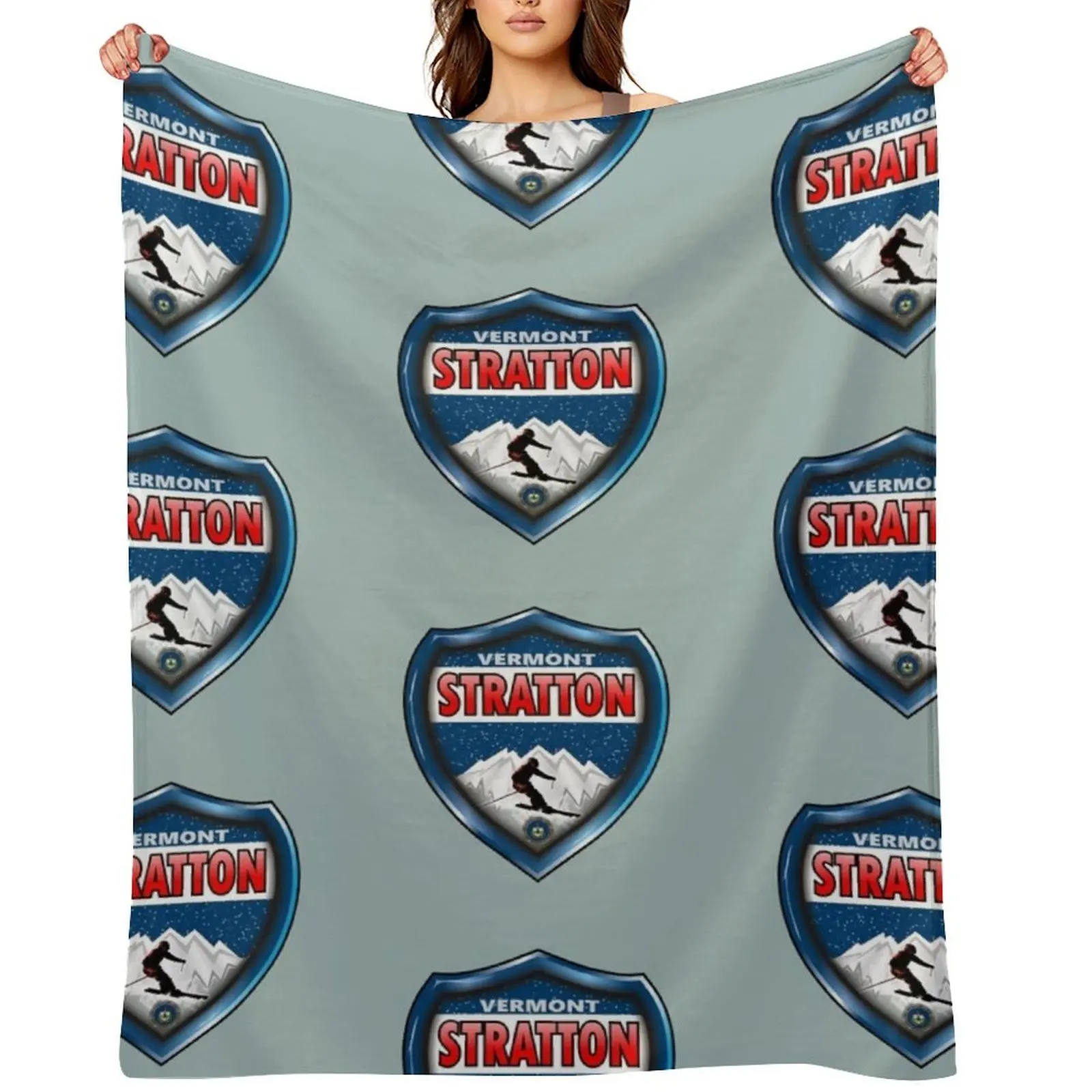 

Stratton Vermont ski emblem Throw Blanket Soft Beds bed plaid Decorative Throw Picnic Blankets