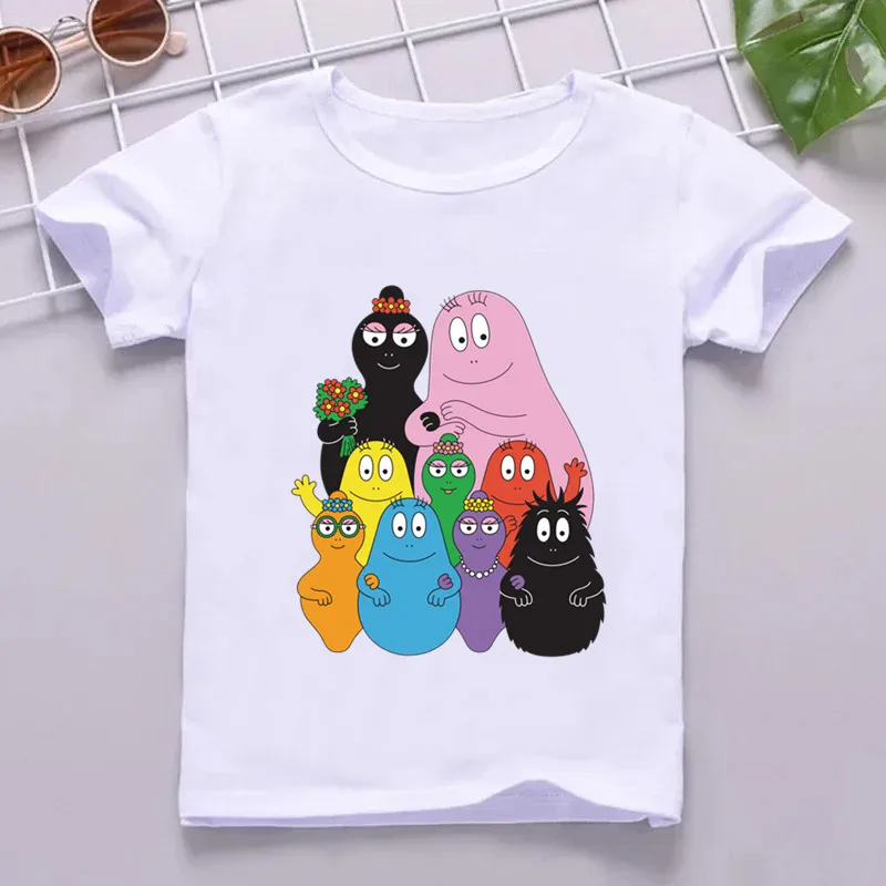 Hot Sale Cute Barbapapa Print Cartoon Kids T shirt Funny Girls Summer Tops Baby Boys Clothes Children Short Sleeve T-shirt