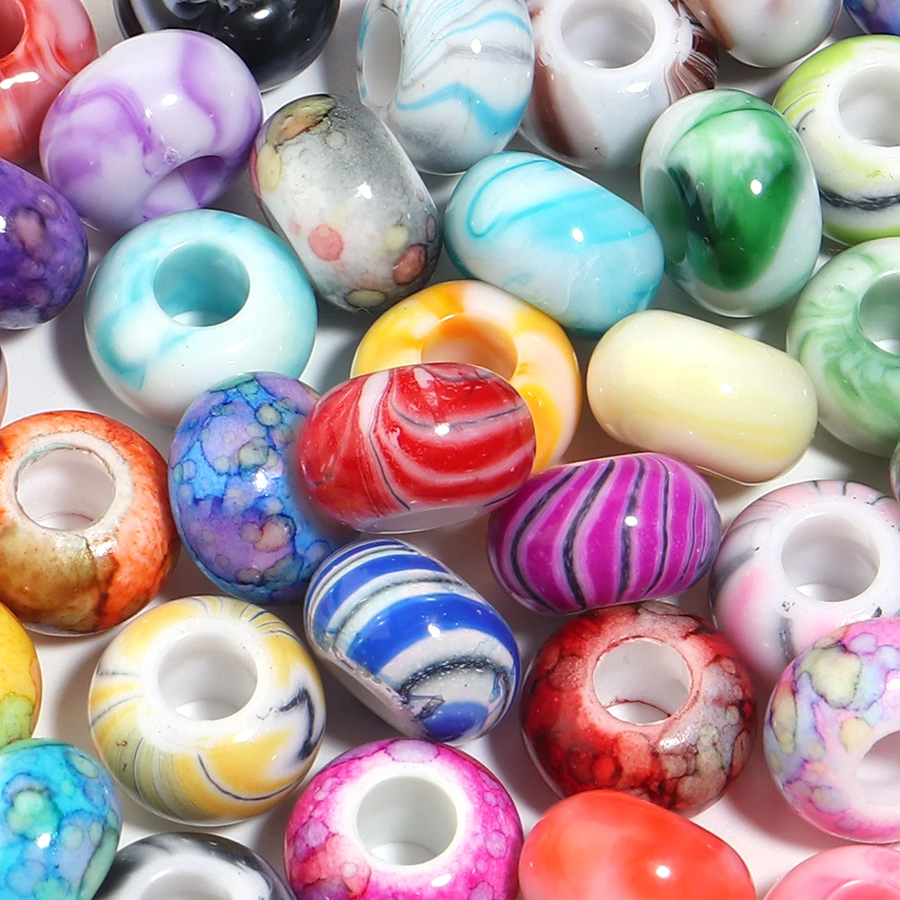 30pcs Imitation Ceramic Acrylic Beads Flower Pattern Abacus Spacer Beads Mixed Color for DIY Bracelet Necklace Jewelry Making view 5