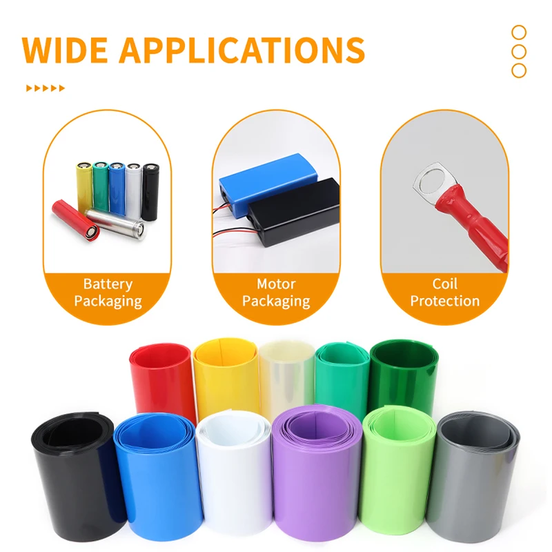 1-30 متر عرض 120 مللي متر بولي كلوريد الفينيل أنبوب الانكماش الحراري 18650 بطارية التفاف الحرارة تقلص معزول كابل طبقة حماية التفاف كم