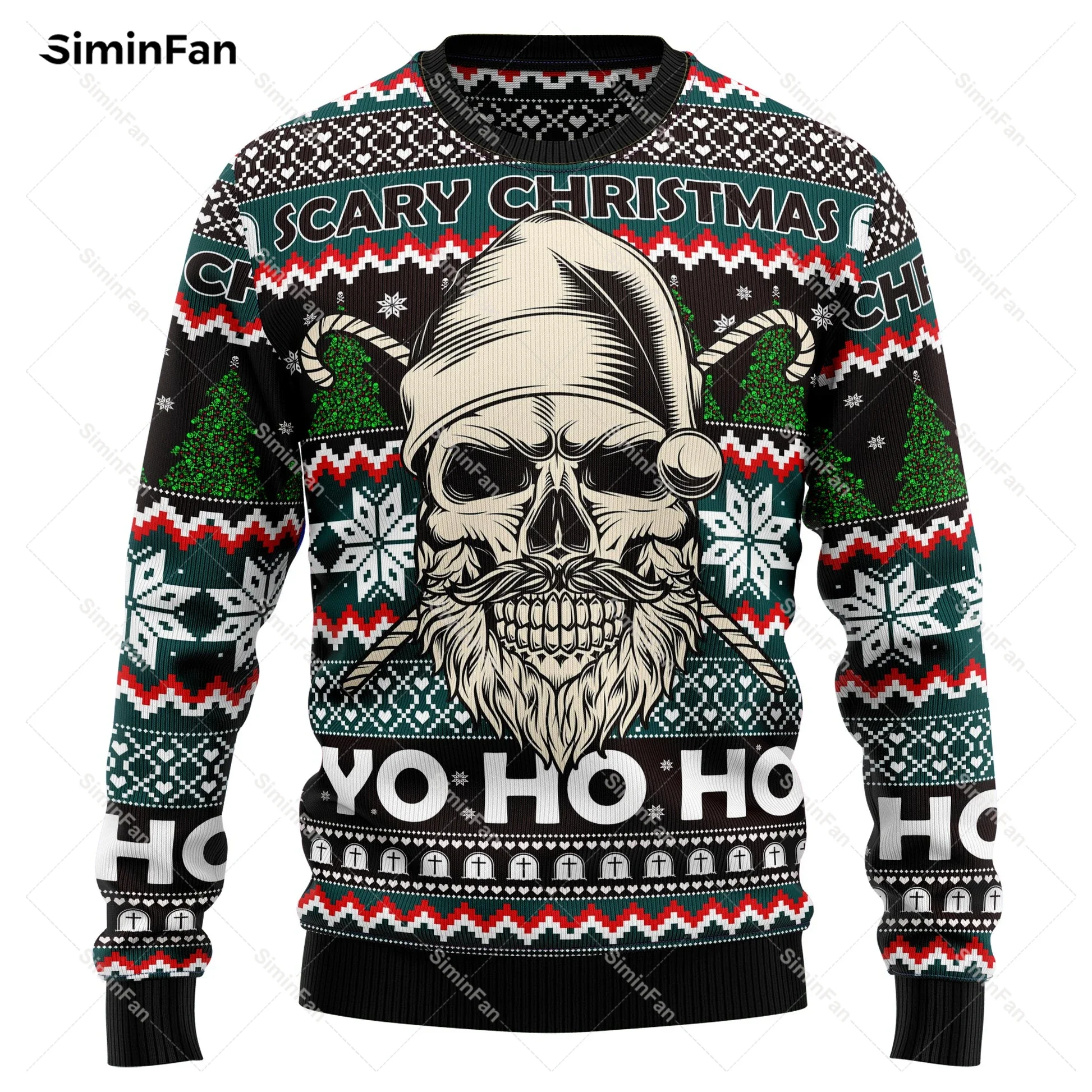 Skull Scary Ugly Christmas Sweater 3D All Over Printed Men Pullover Casual Sweatshirt Long Sleeve Shirts Coat Unisex Streetwear