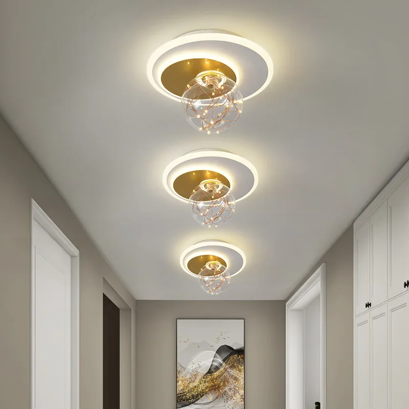 

Modern Creative Gypsophila LED Ceiling Lights Aisle Lighting Round String Light Acrylic Porch Atmospheric Corridor Hallway Lamp