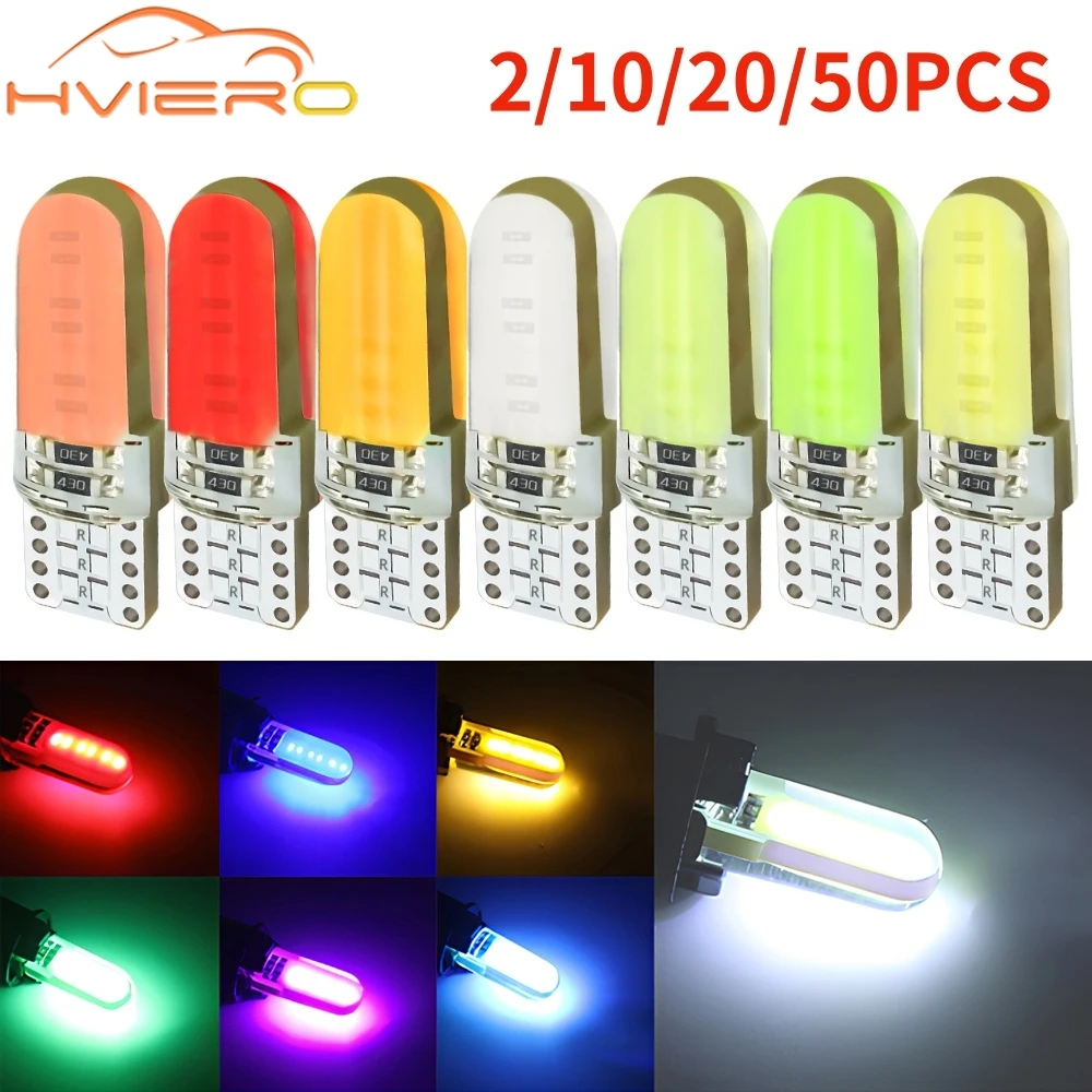 2/10/20pcs T10 W5W COB Silicagel 2smd Turn Signal Dome Light Canbus 194 501 Wedge Bulb 12V Car Marker Led Reading Lamps Parking