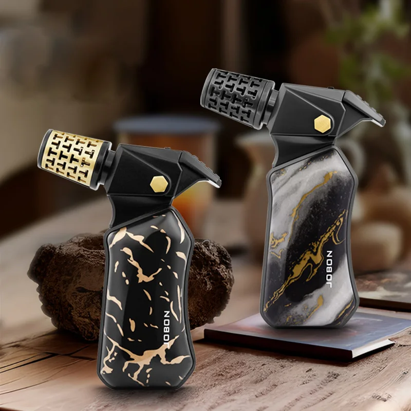 

Jobon Strong Blue Flame Cigar Lighter Security Locking Design Alloy Body Multi-Functional Use Recycled Gas Lighter Smoking