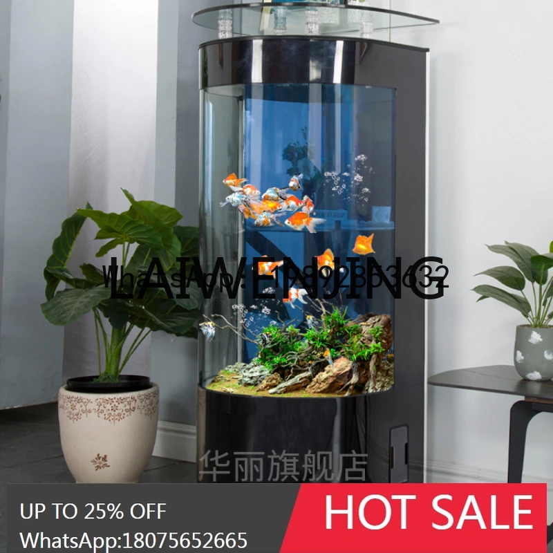 Semicircle Fish Tank Living Room Home Small Cylindrical Floor-Free Replacement Aquarium