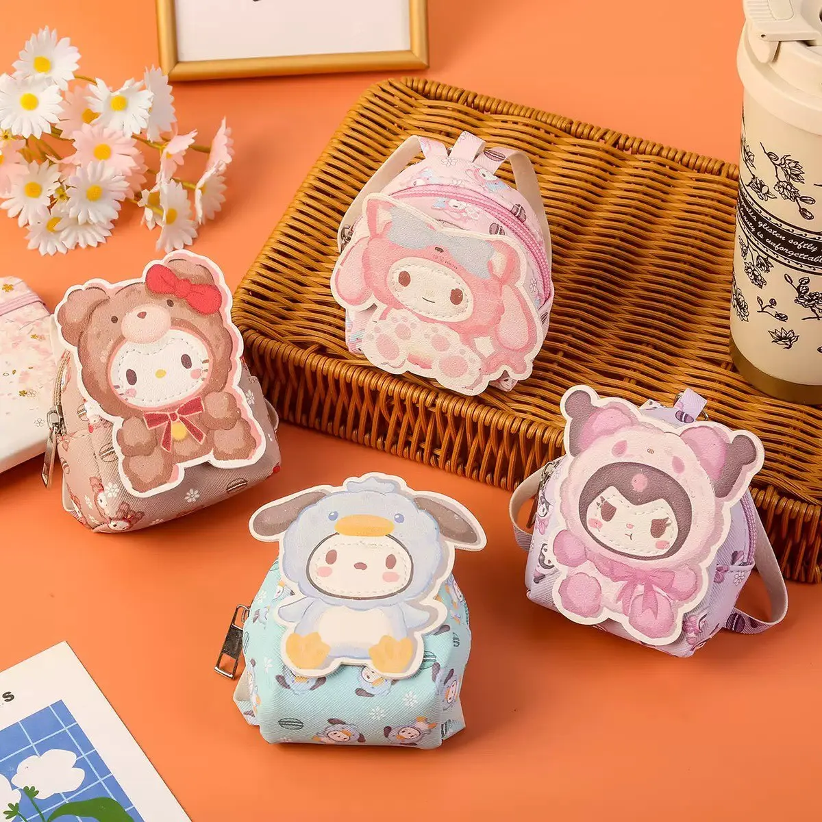 

Sanrio новый мини-милый кошелек для монет, брелок для хранения мультфильмов, кукла, сумка для ключей, чехол для наушников, небольшой подарок для детей