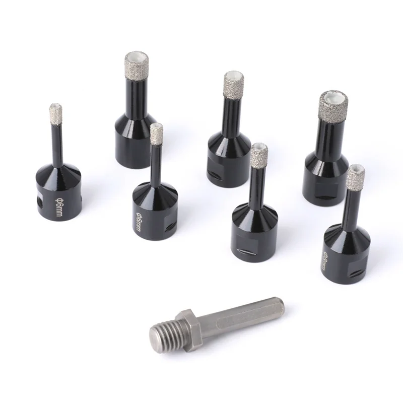 LUWEI 8Pcs M14 Diamond Tile Drill Bit Kit 6/6/8/8/10/12/14Mm M14 Diamond Drill Set Kit For Porcelain Tile Marble Glass