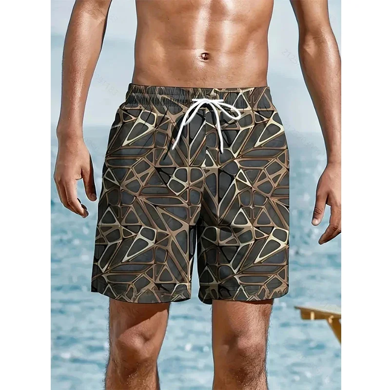

New Fashion Men's Shorts, Beach Shorts, Fitness Shorts, Drawstring Stretch Waist, 3D Printed Graphic Printing, Breathable, Soft