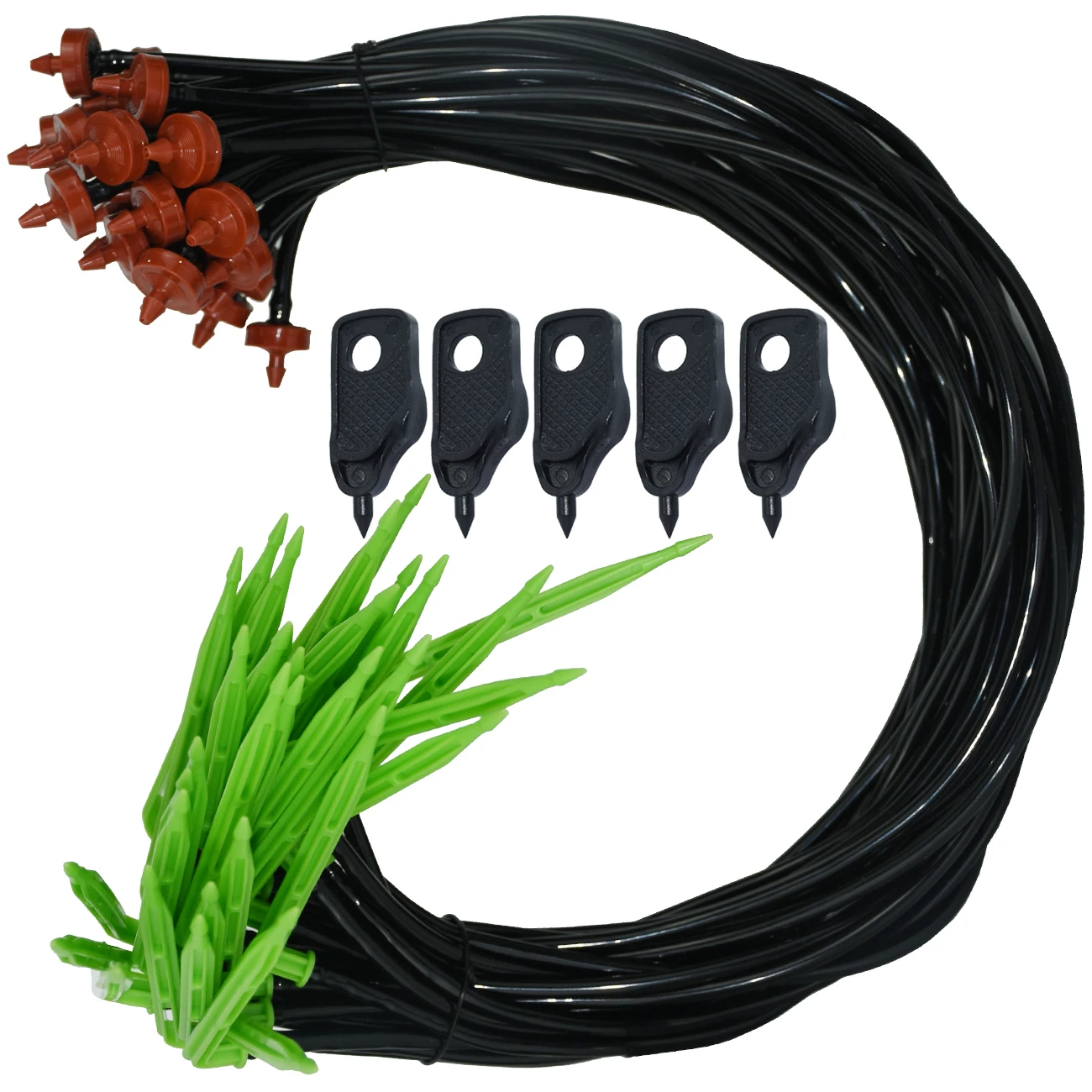 50pcs 2L/H 4L 8L Green Bend Arrow Drippers Drip Irrigation Garden Watering System Kit 3/5mm 1/8'' Hose Plant Pot Tool Greenhouse