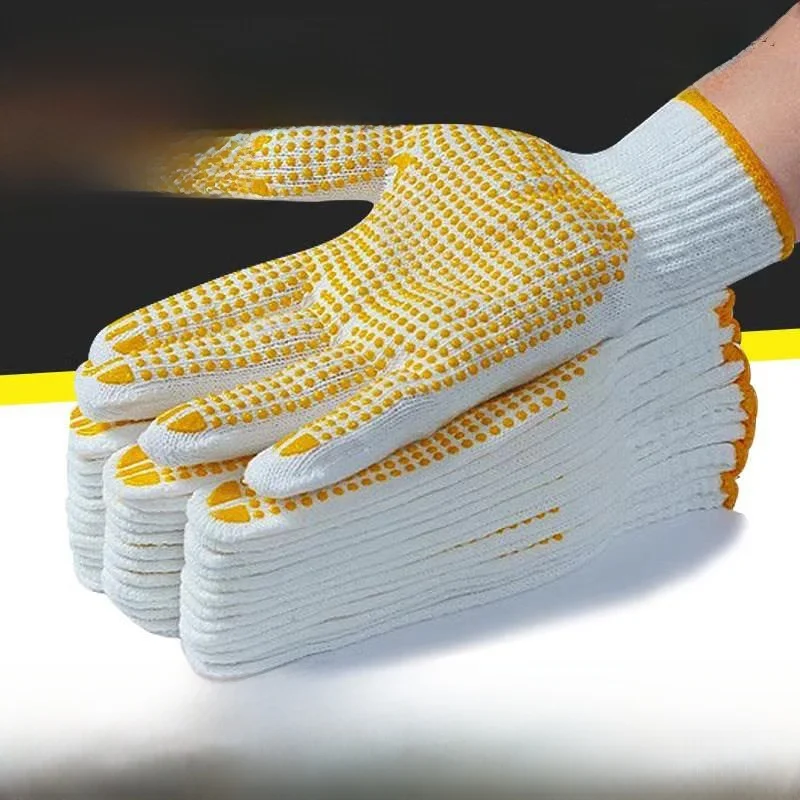 

Thickened Labor Protection Cotton Thread Anti-slip Rubber Work Gloves for Men Labor Work Wear Resistant Factory Labor