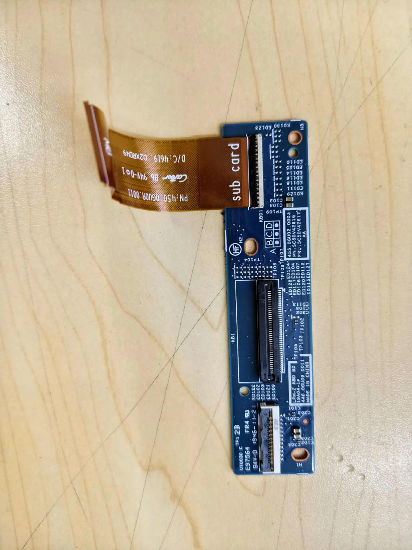 Used Parts for Lenovo ThinkPad P1 X1 Extreme Gen 2 2nd Keyboard Sub Card Board with Cable 19A04-1 448.0GU09.0011 450.0GU0A.0011