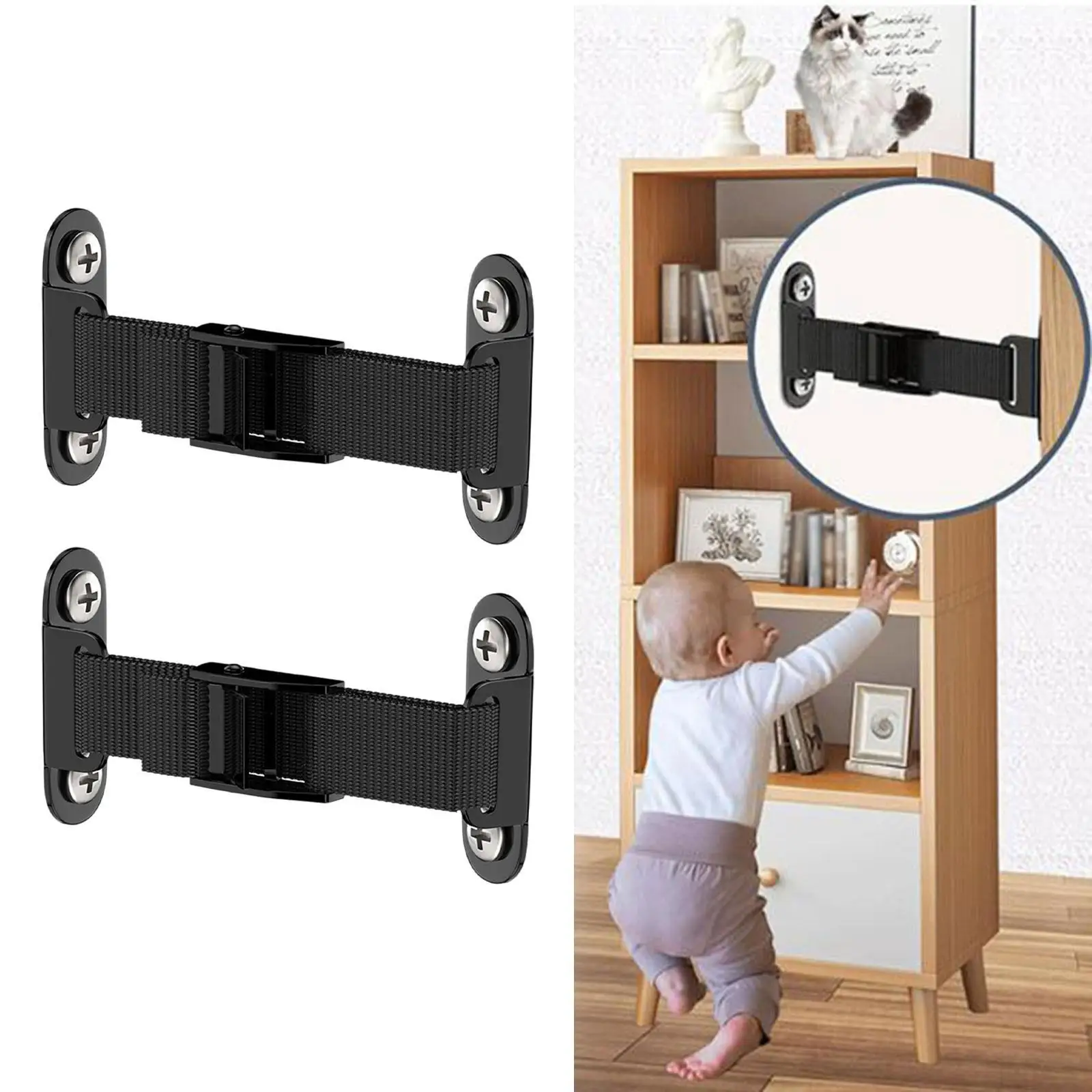 

2 Pieces Anti Tip Furniture Anchors for Proofing Child Furniture Straps Wall Anchor for Heavy Tall Furnitures