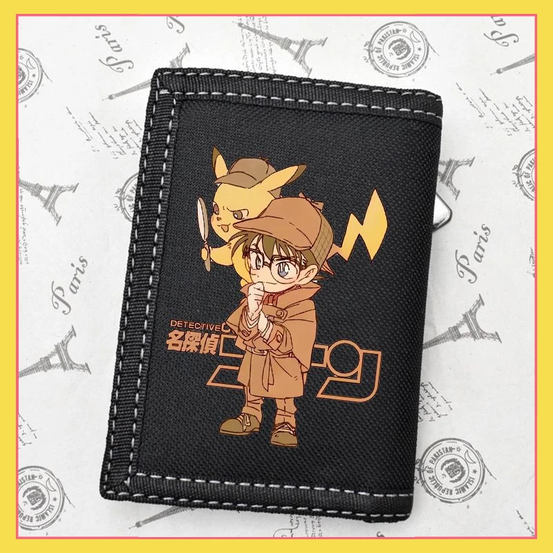 

Anime Detective Conan peripheral Pikachu creative ins wind wallet Oxford student edition folding zero wallet card bag gift