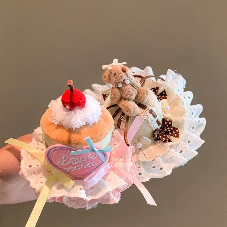 Cute Pink Cherry Cake Hat Hair Clip Girl Party Birthday Headwear Sweet For Kawaii Girls Gift Versatile Hair Accessories Fashion