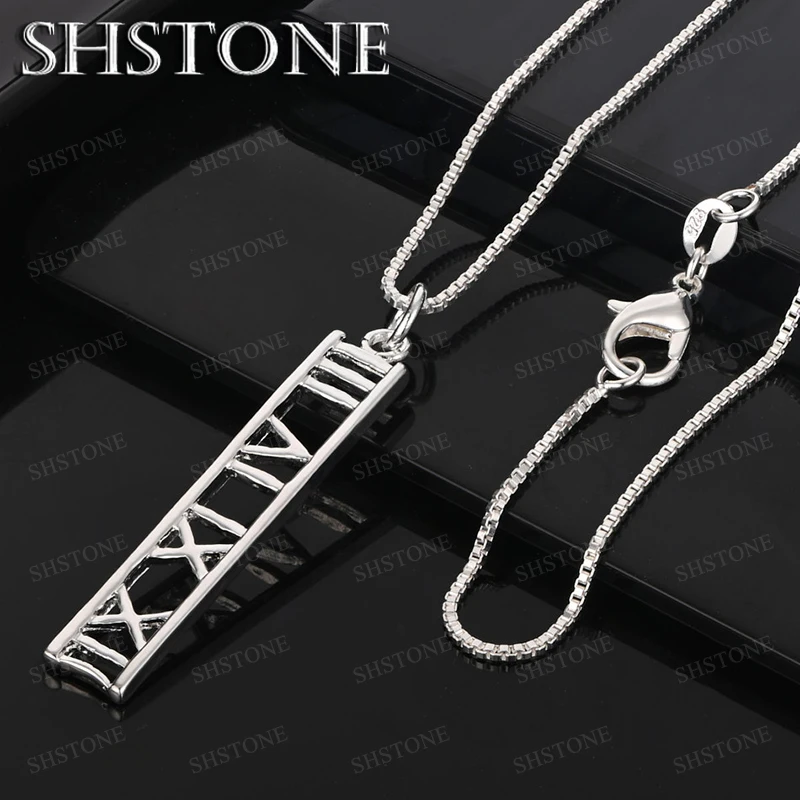 

New 925 Sterling Silver Roman Numerals Pendant Necklace Girl's Popular Gift Fashion Fine Jewelry Birthday Party Gift Accessories