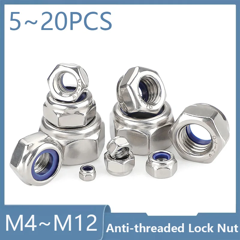 304 Stainless Steel Left Hand Thread Anti-loosening Nut M4 M5 M6 M8 M10 M12  Anti-threaded Left Thread Self-locking Non-slip Nut
